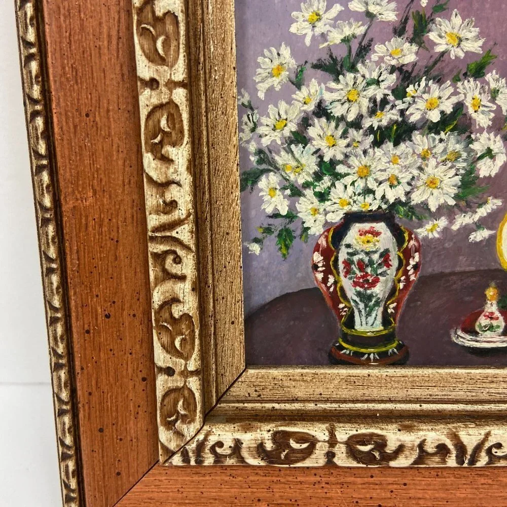 Original Painting Bouquet of flowers Wooden frame